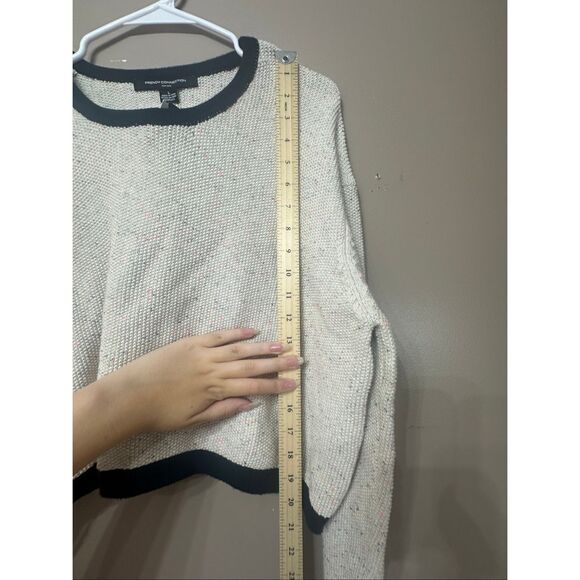NWT French Connection Mozart Knit Cropped Cream Sweater Women's Large - Picture 9 of 11